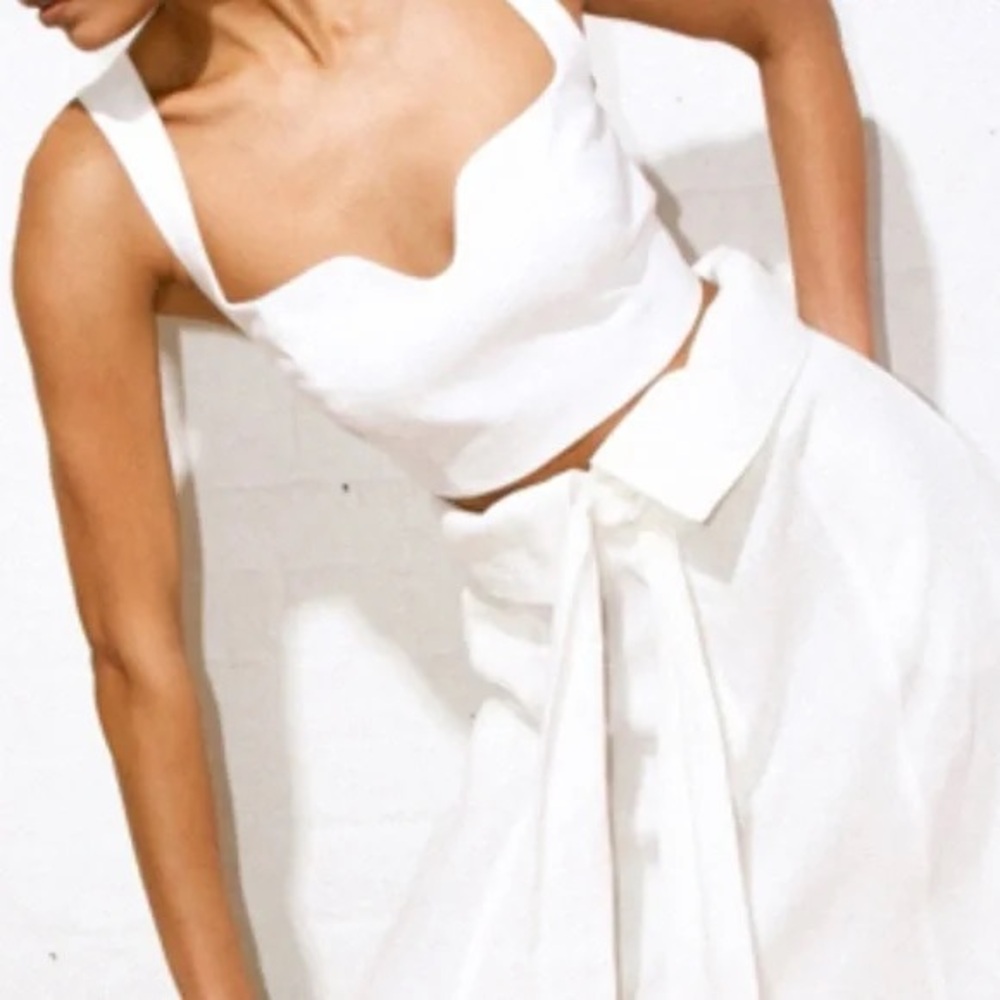 Mara Hoffman Jini Crop Top White Tencel Linen Sweetheart Size 10 Like New